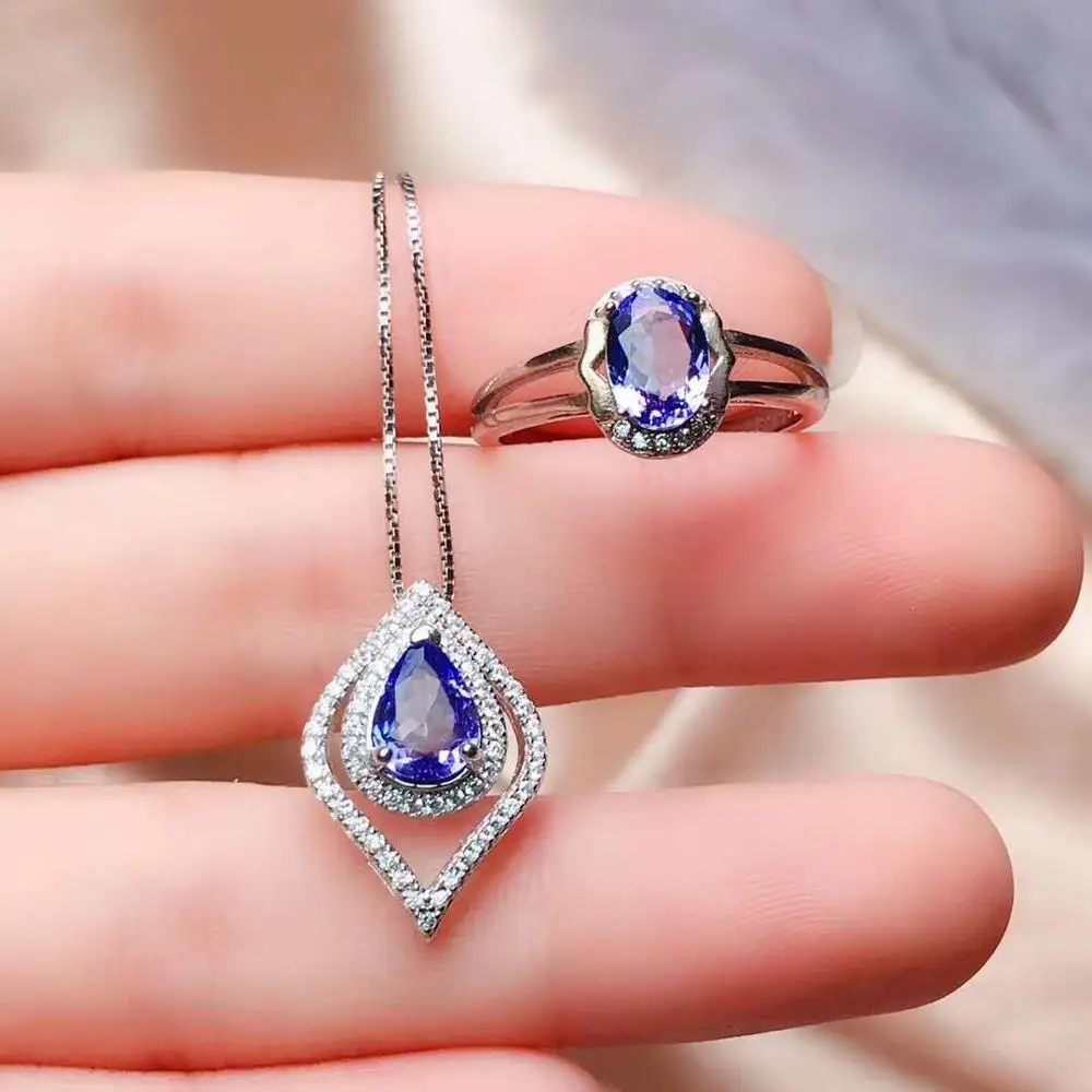 Real Natural Tanzanite jewelry set Natural Real Tanzanite 925 sterling silver 1pc pendant,1pc ring
Real Natural Tanzanite jewelry set Natural Real Tanzanite 925 sterling silver 1pc pendant,1pc ring