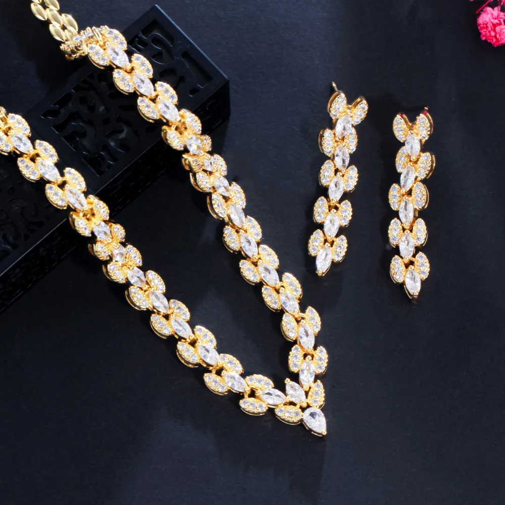 Pera Classic Marquise Cut CZ African Gold Color Bridal Wedding Choker Necklace Earrings Sets for Brides Jewelry Accessories J467
Pera Classic Marquise Cut CZ African Gold Color Bridal Wedding Choker Necklace Earrings Sets for Brides Jewelry Accessories J467