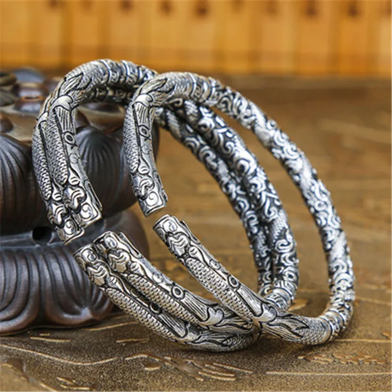 New S999 Pure Silver Women's Bracelet, National Style Retro Solid Men's Open Bracelet, Lovers Personalized Silver Jewelry Gift
New S999 Pure Silver Women's Bracelet, National Style Retro Solid Men's Open Bracelet, Lovers Personalized Silver Jewelry Gift