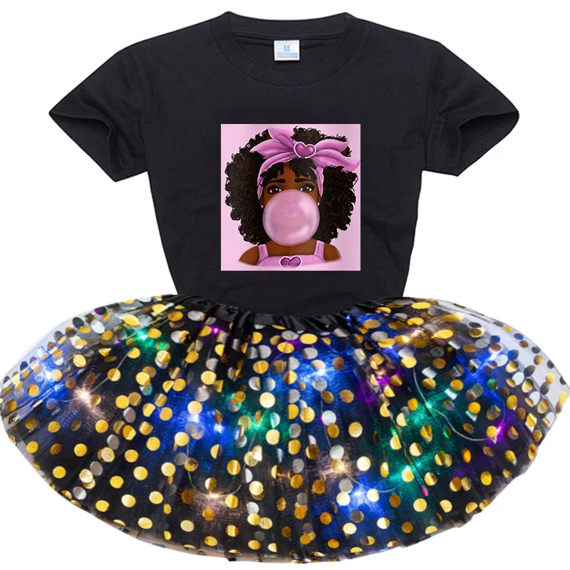 Toddler Baby Girls Dress Sets Cotton Party Casual Dress Clothes Black African Curly Hair Girl Short Sleeve T-shirt+Sequin Skirt
Toddler Baby Girls Dress Sets Cotton Party Casual Dress Clothes Black African Curly Hair Girl Short Sleeve T-shirt+Sequin Skirt