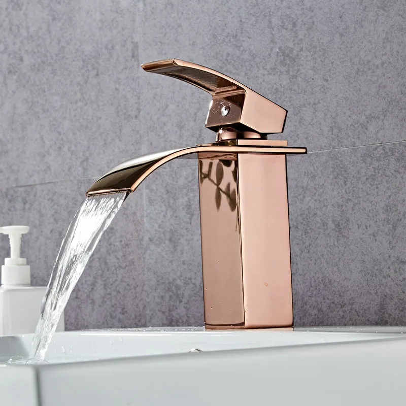 Basin Waterfall Faucet Rose Gold Brass Sink Faucet Hot and Cold Single Handle Bathroom Faucet Basin Crane Taps Sink Mixer Tap
Basin Waterfall Faucet Rose Gold Brass Sink Faucet Hot and Cold Single Handle Bathroom Faucet Basin Crane Taps Sink Mixer Tap