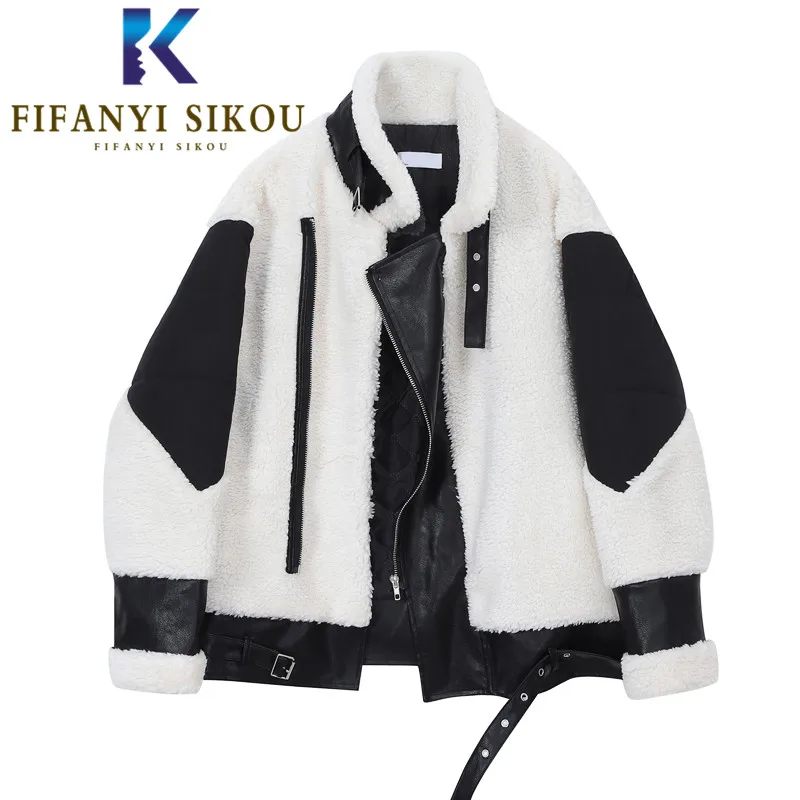 Faux Lamb Fur Jacket Women PU Leather Spliced Fashion Motorcycle Jackets Winter Thick Warm Faux Fur Coat Female Short Plush Coat
Faux Lamb Fur Jacket Women PU Leather Spliced Fashion Motorcycle Jackets Winter Thick Warm Faux Fur Coat Female Short Plush Coat
