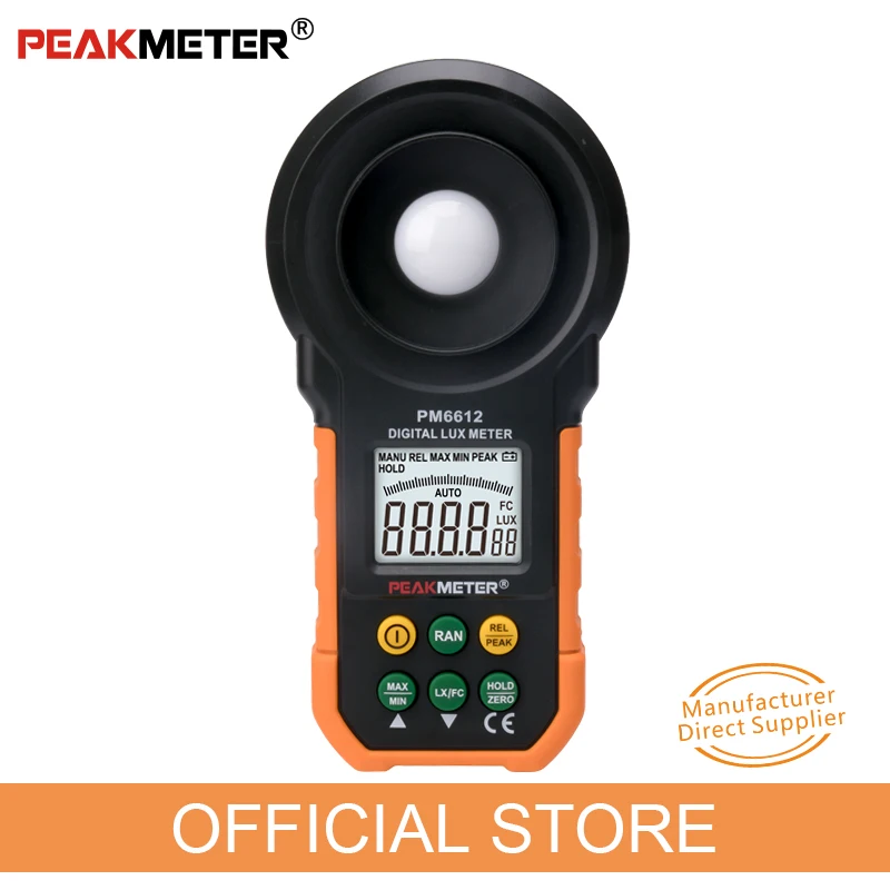 Официальный PEAKMETER PM6612 цифровой аналоговый измеритель освесветильник ности люкс 200000 Люкс Портативный Измеритель освещенности для измерения освещенности
Официальный PEAKMETER PM6612 цифровой аналоговый измеритель освесветильник ности люкс 200000 Люкс Портативный Измеритель освещенности для измерения освещенности