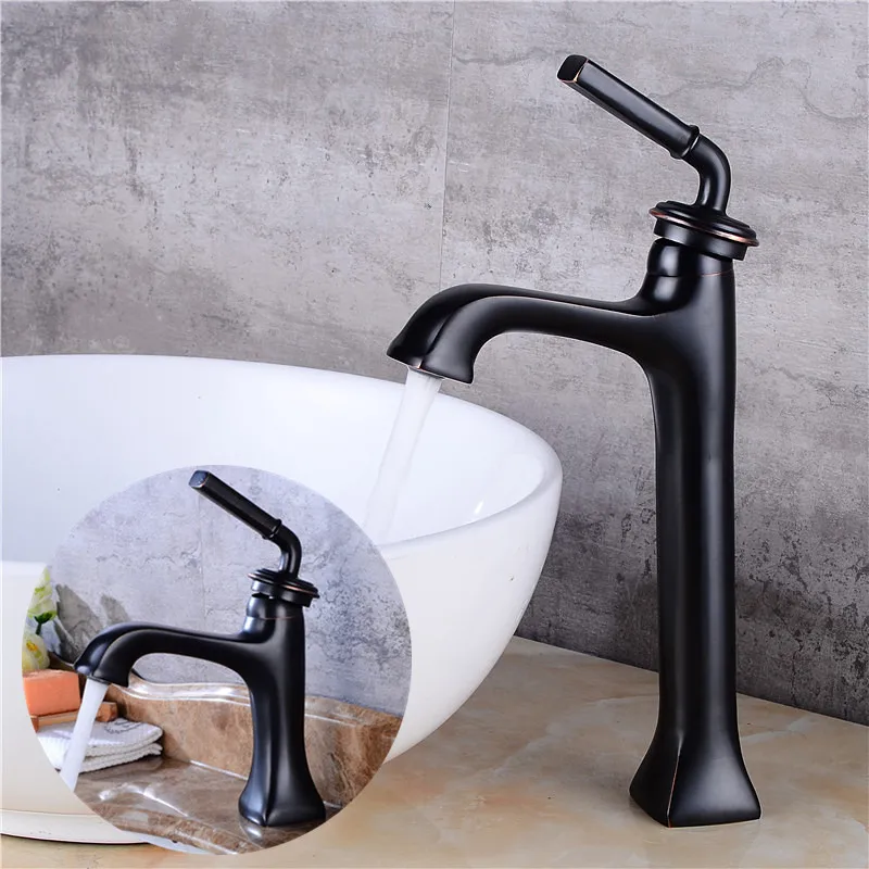 Black Oil Brass Bathroom Basin Faucet Deck Mount Bathroom Sink Faucet Single Hole Cold and Hot mixed Faucets
Black Oil Brass Bathroom Basin Faucet Deck Mount Bathroom Sink Faucet Single Hole Cold and Hot mixed Faucets