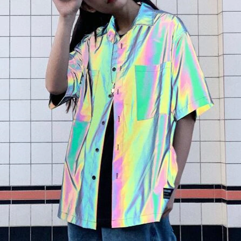 Drop Shipping Reflective Shirts Men Summer Short Sleeve Shirt Street Hip Hop Punk Blouse Man Vintage Casual Clothing
Drop Shipping Reflective Shirts Men Summer Short Sleeve Shirt Street Hip Hop Punk Blouse Man Vintage Casual Clothing