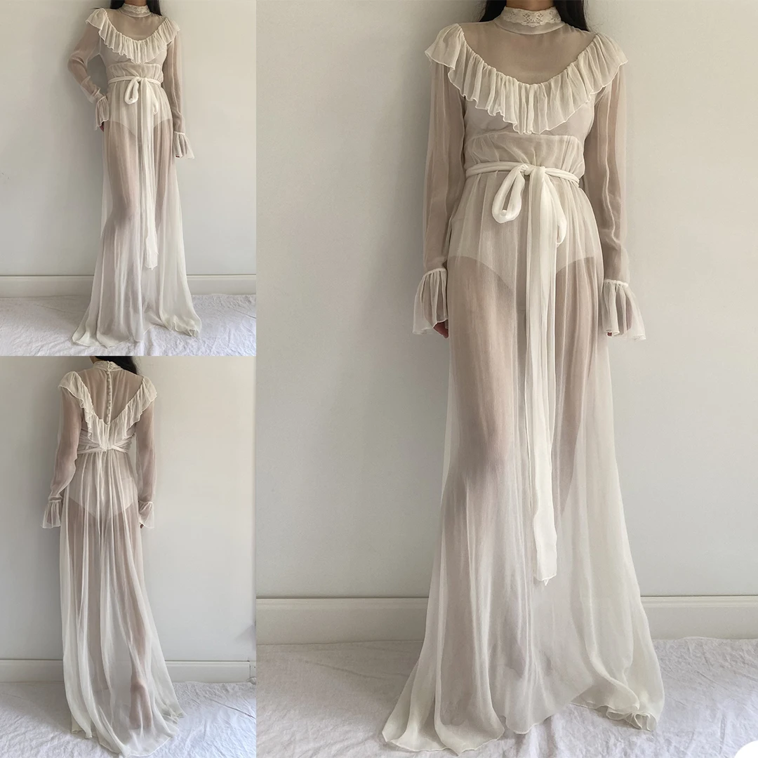 Illusion Ivory Night Dress For Photo Shoot Tulle Robe Boudoir Maternity Dressing Gown Women Robes Custom Made Wedding Sleepwear
Illusion Ivory Night Dress For Photo Shoot Tulle Robe Boudoir Maternity Dressing Gown Women Robes Custom Made Wedding Sleepwear