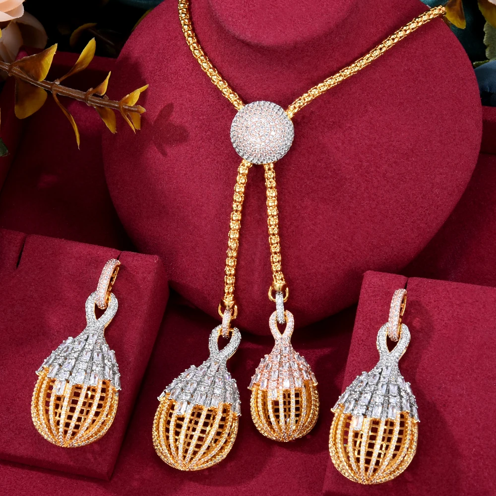 Soramoore Luxury Bridal Wedding Multi Long Sparkling Pendant Earrings Necklace Jewelry Set Super CZ New Design Fashion Jewelry
Soramoore Luxury Bridal Wedding Multi Long Sparkling Pendant Earrings Necklace Jewelry Set Super CZ New Design Fashion Jewelry