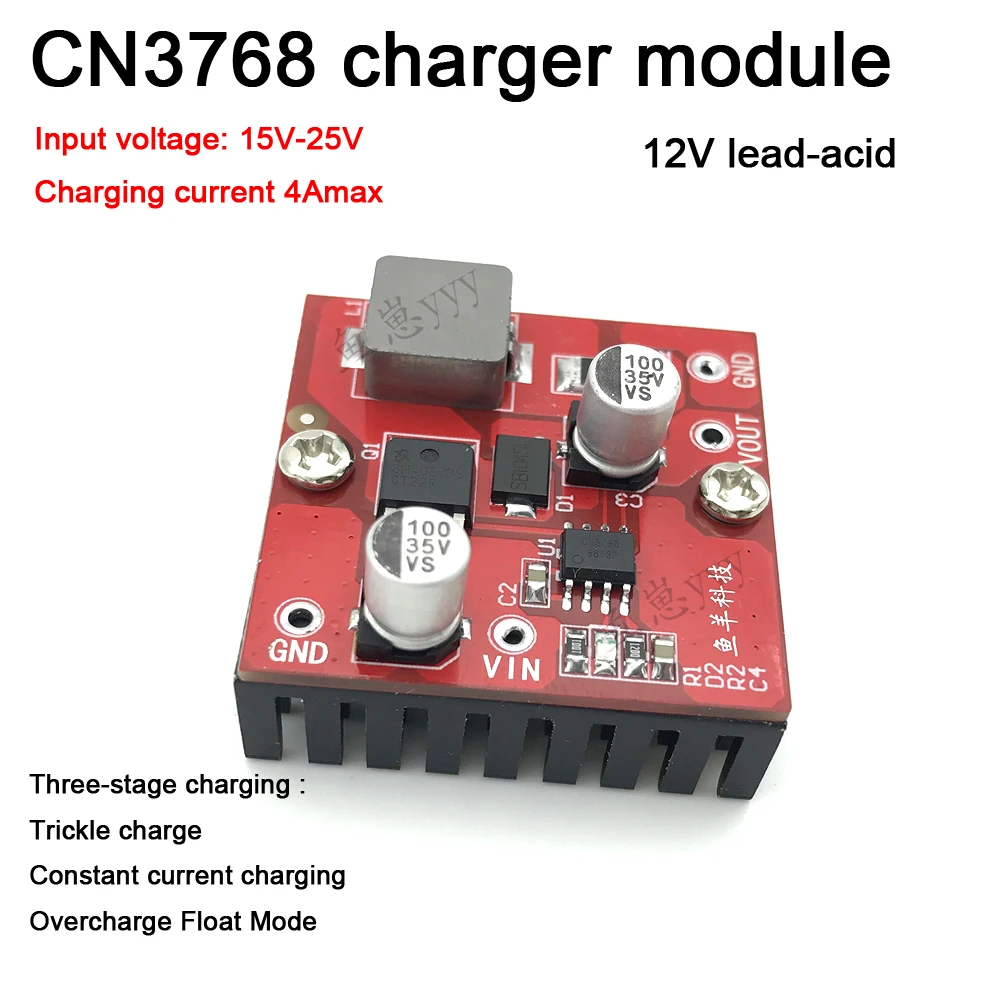 CN3768 Charging module Lead-acid battery charging module Three-stage charging 12V DC 200MA
CN3768 Charging module Lead-acid battery charging module Three-stage charging 12V DC 200MA