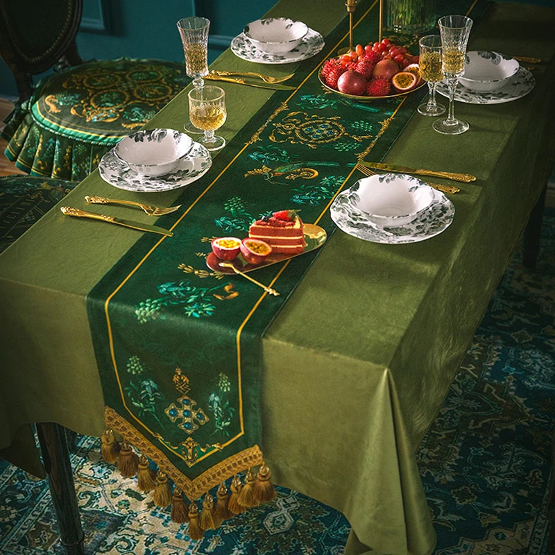 Green Gold Flower And Bird Tablecloth European Style Light Luxury Dining Table Coffee Table Cabinet Long Decorative Tablerunner
Green Gold Flower And Bird Tablecloth European Style Light Luxury Dining Table Coffee Table Cabinet Long Decorative Tablerunner