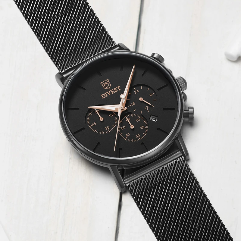 DIVEST Watch Men Fashion Gift Business Watches Men's Casual Waterproof Quartz Wristwatch Stainless Steel Mesh Relogio Masculino
DIVEST Watch Men Fashion Gift Business Watches Men's Casual Waterproof Quartz Wristwatch Stainless Steel Mesh Relogio Masculino