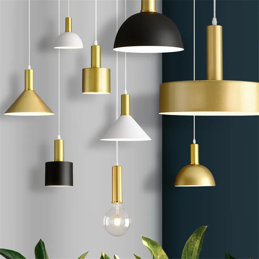 E27 Modern LED Metal Pendant Lights Gold/White/Black Lampshade Pendant Lamp Living Room Cafe Bar Hanging Lamp
E27 Modern LED Metal Pendant Lights Gold/White/Black Lampshade Pendant Lamp Living Room Cafe Bar Hanging Lamp