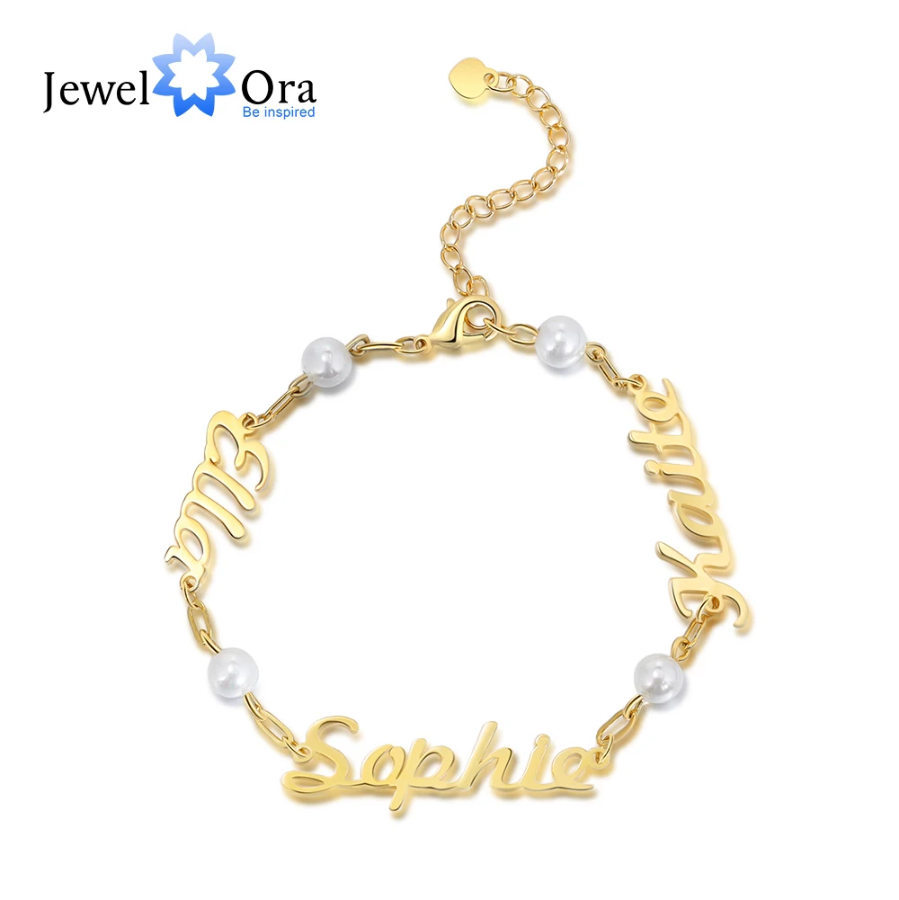 JewelOra Designer Customized 3 Names Adjustable Chain Bracelet with Pearl Personalized Nameplate Bracelets for Family Gifts
JewelOra Designer Customized 3 Names Adjustable Chain Bracelet with Pearl Personalized Nameplate Bracelets for Family Gifts