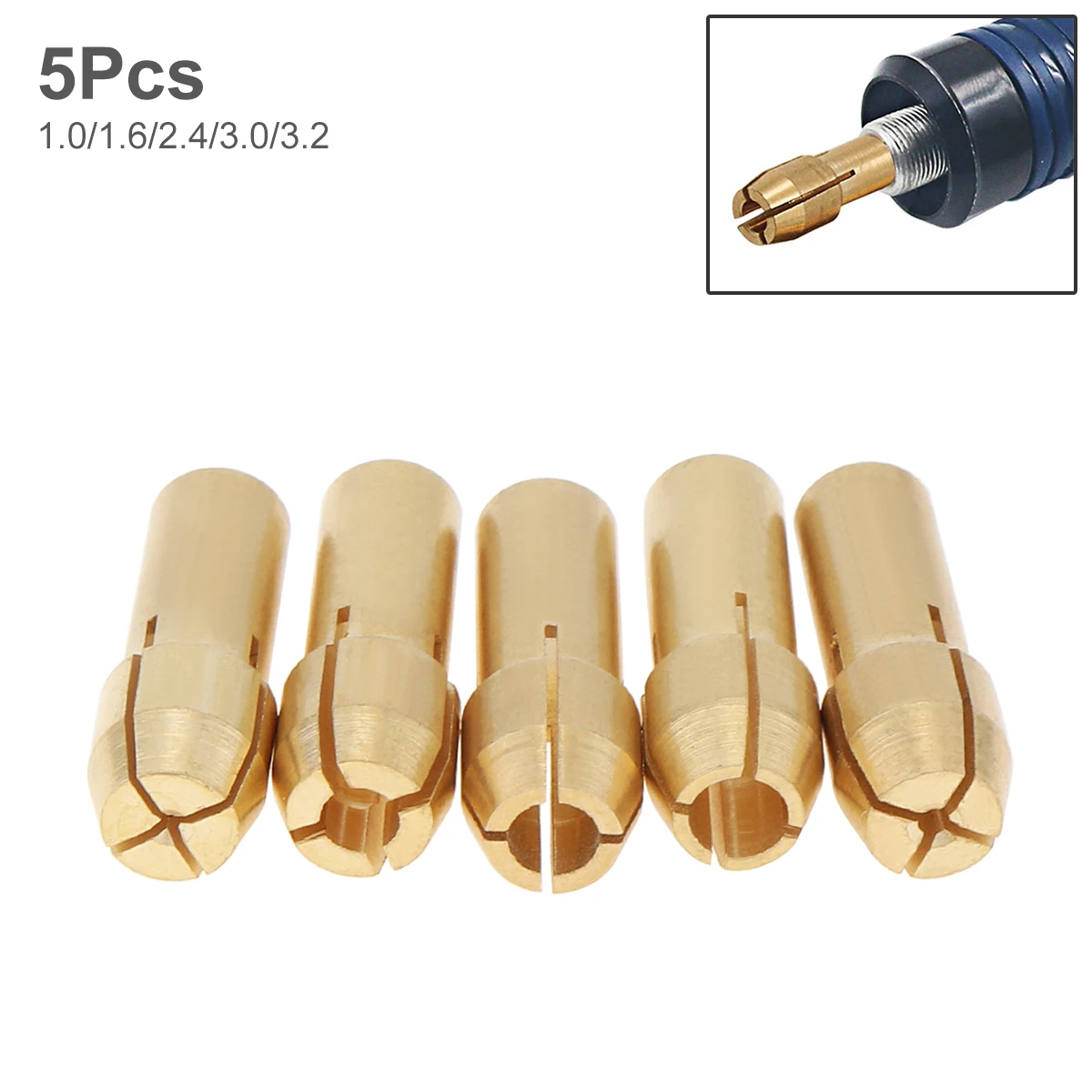 5pcs Mini Drill Chucks Adapter Collets Quick Chuck for Mini Tools Copper Drill Folder Copper Cap Drill 1.0 1.6 2.4 3.0 3.2mm
5pcs Mini Drill Chucks Adapter Collets Quick Chuck for Mini Tools Copper Drill Folder Copper Cap Drill 1.0 1.6 2.4 3.0 3.2mm