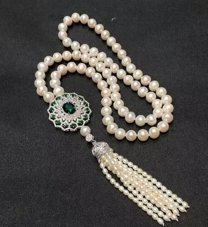free shipping noble jewelry 8-9mm Freshwater white pearl necklace green Crystal pendant
free shipping noble jewelry 8-9mm Freshwater white pearl necklace green Crystal pendant