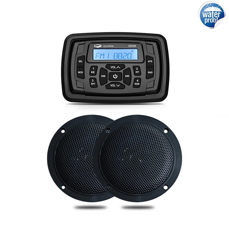 Marine Stereo Bluetooth Audio Boat Radio FM AM Receiver Car MP3 Player+4" Marine Waterproof Speaker For Yacht RV UTV Motorcycle
Marine Stereo Bluetooth Audio Boat Radio FM AM Receiver Car MP3 Player+4" Marine Waterproof Speaker For Yacht RV UTV Motorcycle