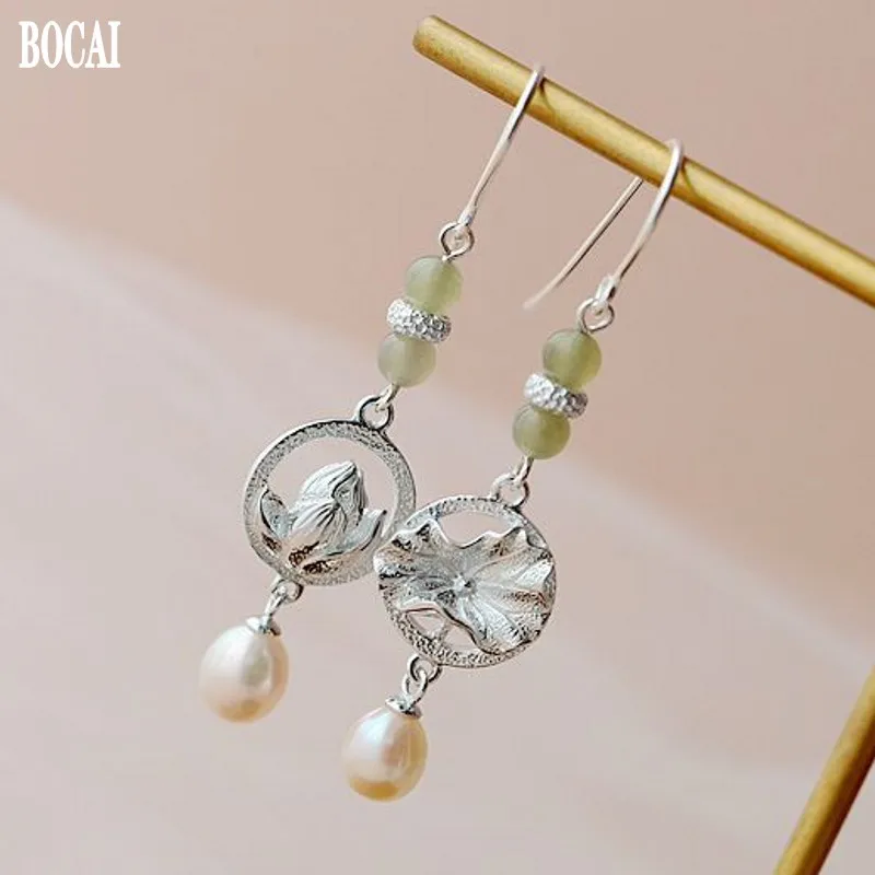 Classical lotus lotus leaf long silver earrings for woman natural pearl New real s925 sterling silver women earrings
Classical lotus lotus leaf long silver earrings for woman natural pearl New real s925 sterling silver women earrings