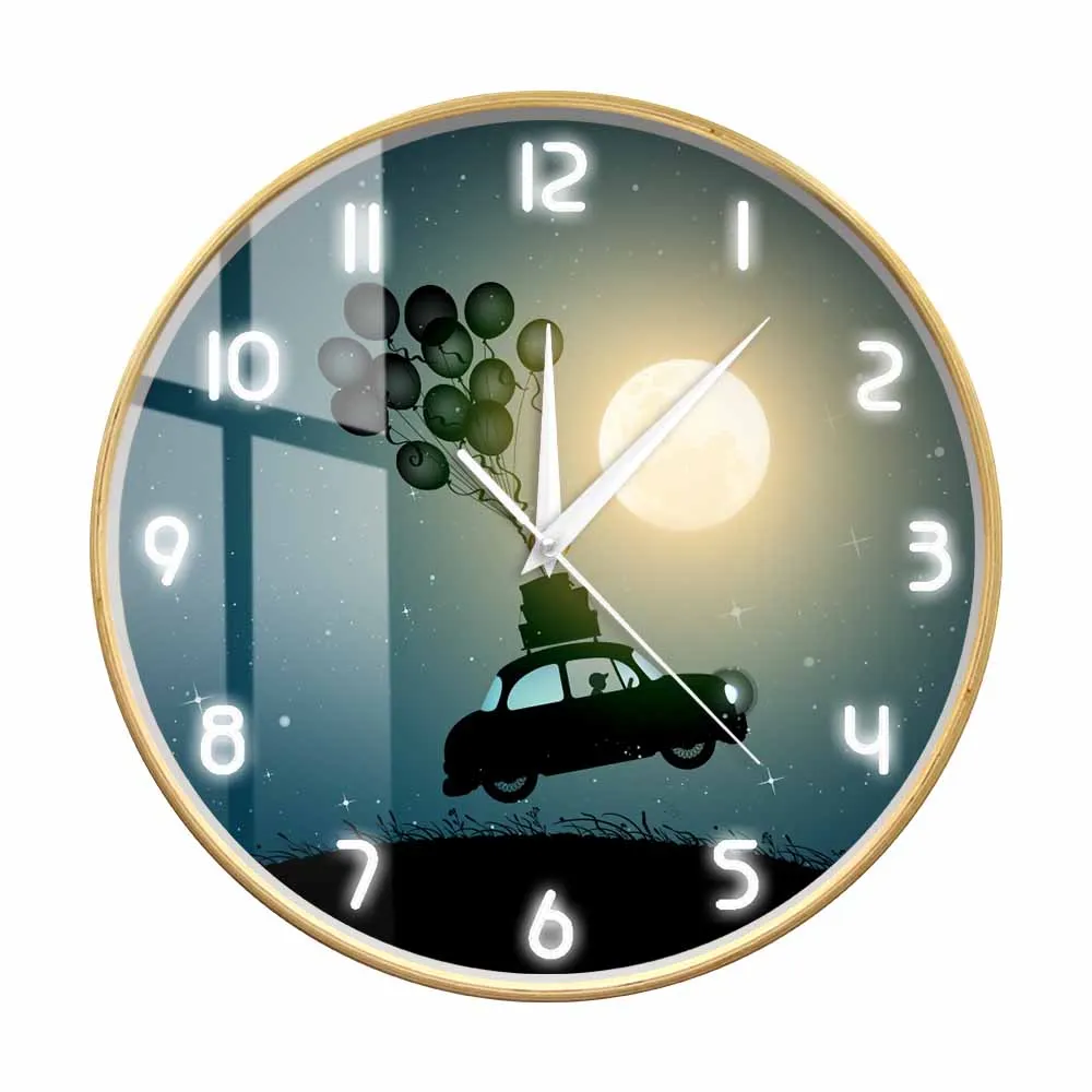 Retro Car Fly On Balloons Modern Design Wall Clock For Boys Bedroom Flight In Dream Full Moon Wooden Frame Minimalist Wall Clock
Retro Car Fly On Balloons Modern Design Wall Clock For Boys Bedroom Flight In Dream Full Moon Wooden Frame Minimalist Wall Clock