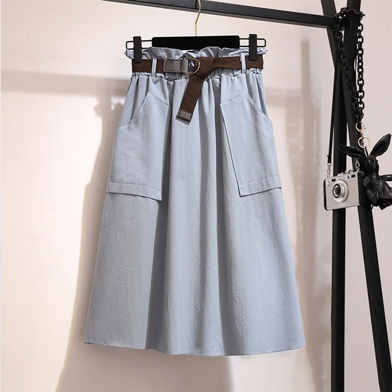 Midi Knee Length Summer Skirt Women With Belt 2023 Spring Casual Cotton Solid High Waist Sun School Skirt Female
Midi Knee Length Summer Skirt Women With Belt 2023 Spring Casual Cotton Solid High Waist Sun School Skirt Female