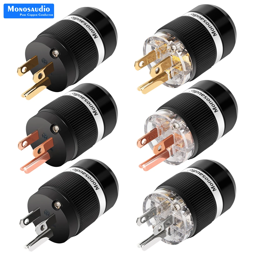 Monosaudio M100/F100 Pure Copper Rhodium plated US Mains AC Electric Power Plug Cable Cord Connector HIFI DIY AC 125V 15A 
Monosaudio M100/F100 Pure Copper Rhodium plated US Mains AC Electric Power Plug Cable Cord Connector HIFI DIY AC 125V 15A