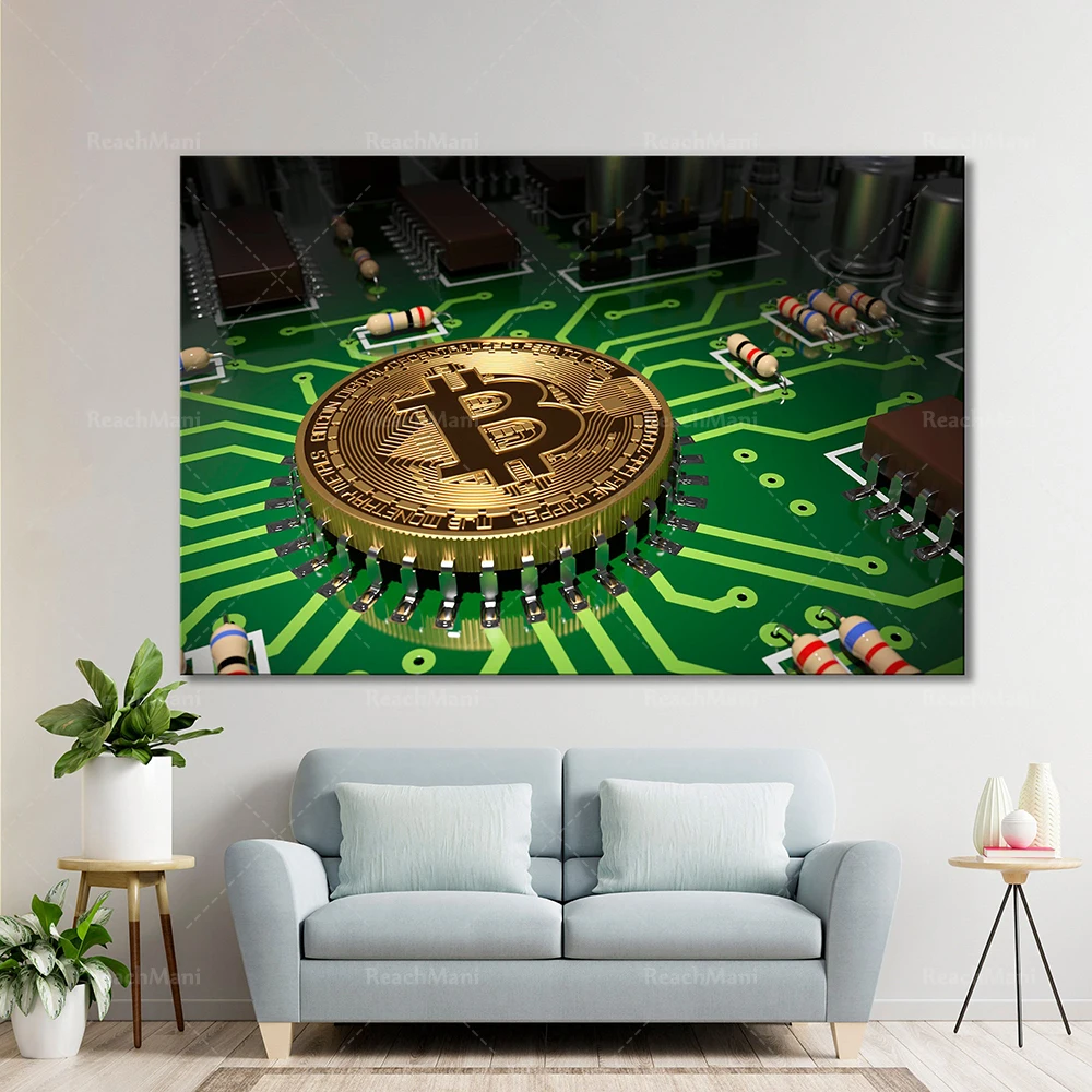 Cryptocurrency bitcoin currency circuit board canvas print wall art decoration, coin crypto print poster
Cryptocurrency bitcoin currency circuit board canvas print wall art decoration, coin crypto print poster