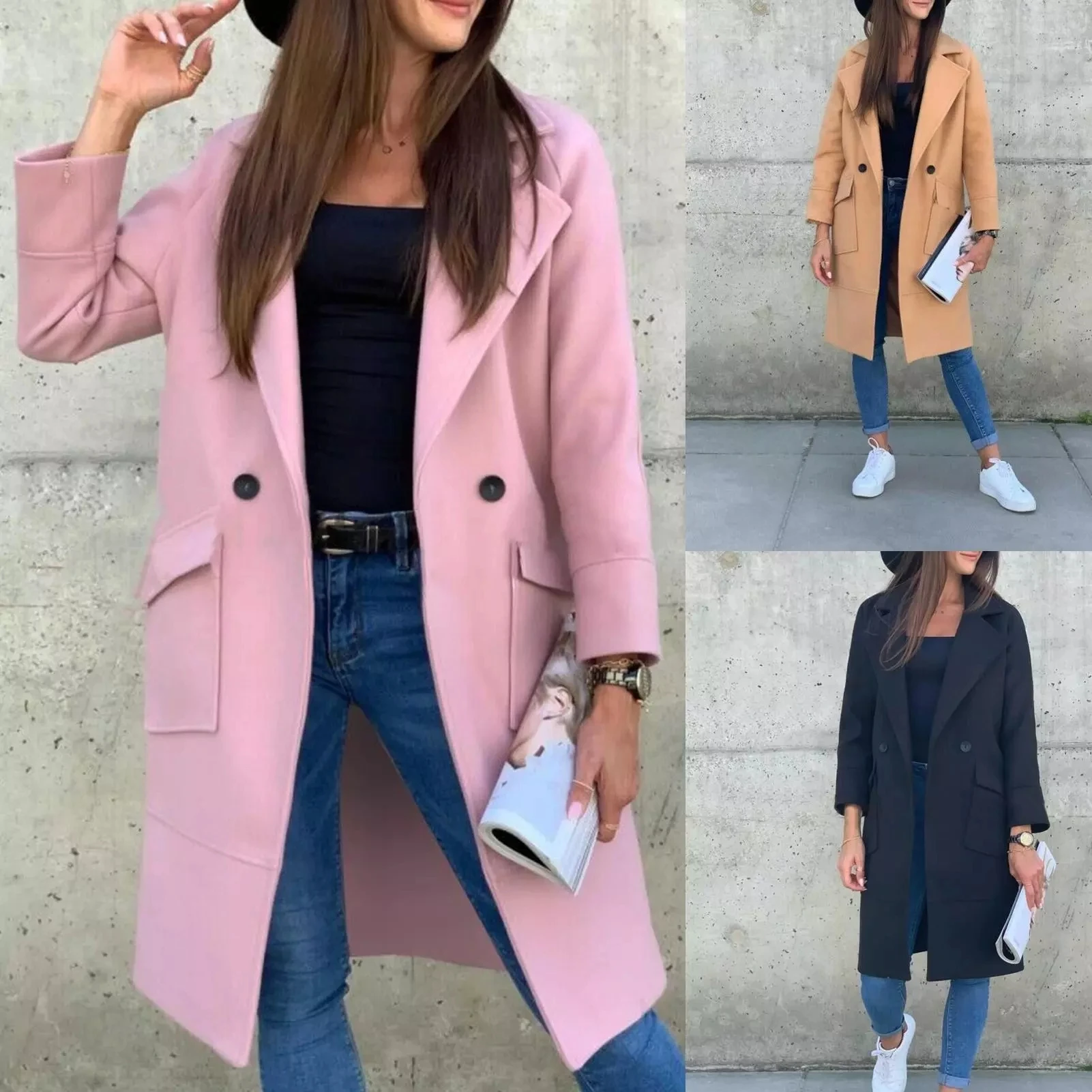 Women Solid Color Long Sleeve Suit Collar Woolen Coat Ladies Casual Lapel Cardigan Outerwear Clothing
Women Solid Color Long Sleeve Suit Collar Woolen Coat Ladies Casual Lapel Cardigan Outerwear Clothing