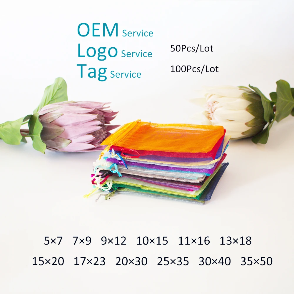 50Pcs 5×7 7×9 9×12 10×15 Multi Size Organza Bag For Jewelry Packing Drawstring Organza Pouch For Wig Lash Can Customized Logo
50Pcs 5×7 7×9 9×12 10×15 Multi Size Organza Bag For Jewelry Packing Drawstring Organza Pouch For Wig Lash Can Customized Logo