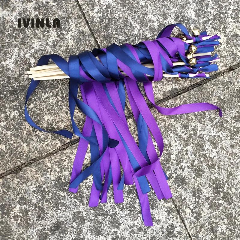 50pcs/lot Navy and purple wedding ribbon wands with gold bell for Event Party Supplies Wedding
50pcs/lot Navy and purple wedding ribbon wands with gold bell for Event Party Supplies Wedding