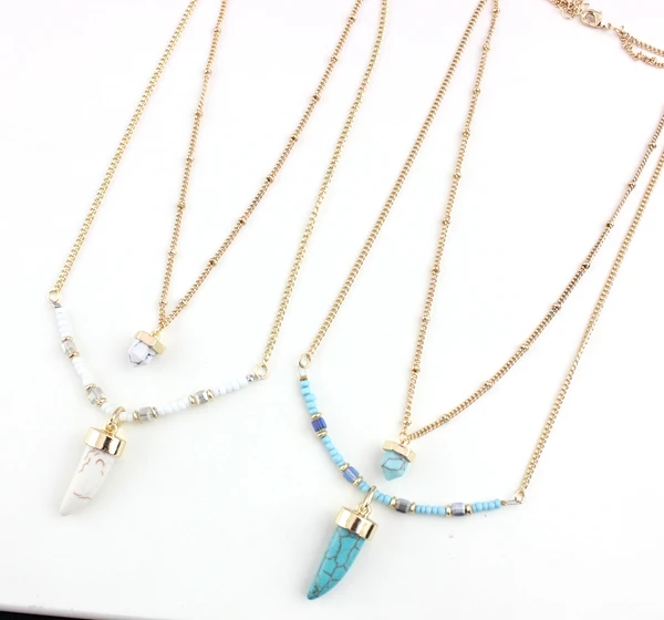 New Vintage Jewelry Natural Stone Pendant Necklace Double Beads Chain Necklace for Women
New Vintage Jewelry Natural Stone Pendant Necklace Double Beads Chain Necklace for Women