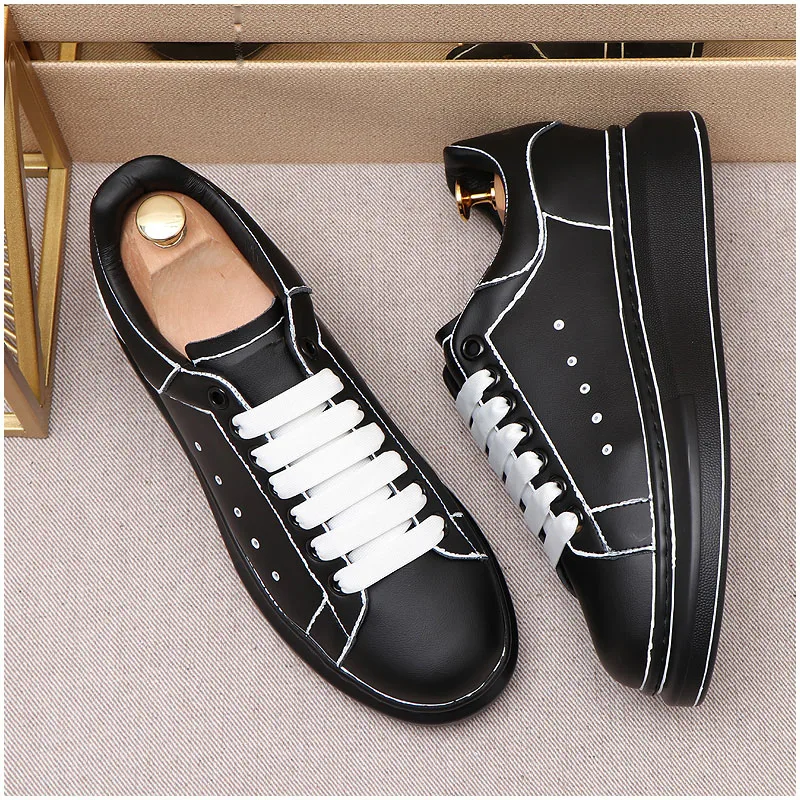 Korean style men's leisure breathable original leather shoes black white lace-up derby shoe streetwear platform sneakers zapatos
Korean style men's leisure breathable original leather shoes black white lace-up derby shoe streetwear platform sneakers zapatos