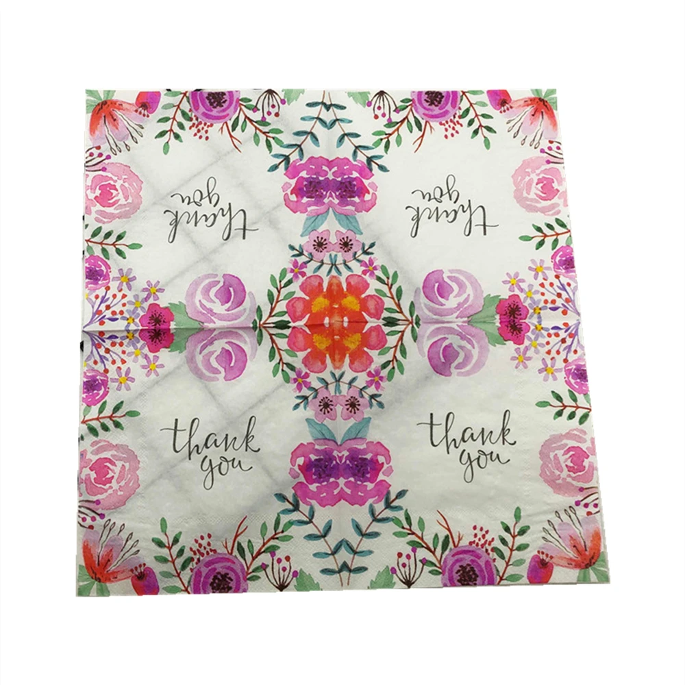 33*33cm 20pcs/lot Thank you Paper Napkin Decoupage Flower Servilletas Vintage Tissue Thanks Giving Wedding Birthday Party Decor
33*33cm 20pcs/lot Thank you Paper Napkin Decoupage Flower Servilletas Vintage Tissue Thanks Giving Wedding Birthday Party Decor