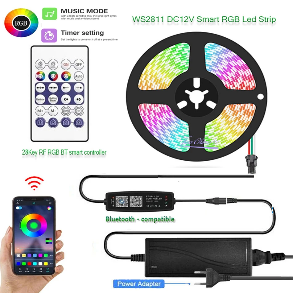 WS2811 Dream полноцветная RGB светодиодная лента 60 Led/m адресный Свет 12V 28key RF Bluetooth-совместимый музыкальный комплект смарт-контроллера
WS2811 Dream полноцветная RGB светодиодная лента 60 Led/m адресный Свет 12V 28key RF Bluetooth-совместимый музыкальный комплект смарт-контроллера