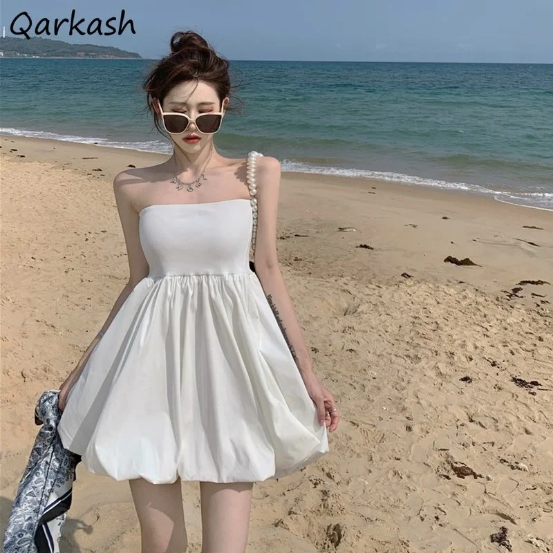 Dresses Women Strapless Backless Sexy Party Elegant Lady Vestidos Solid Simple Trendy Streetwear Slim Female Sweet BF Summer New
Dresses Women Strapless Backless Sexy Party Elegant Lady Vestidos Solid Simple Trendy Streetwear Slim Female Sweet BF Summer New