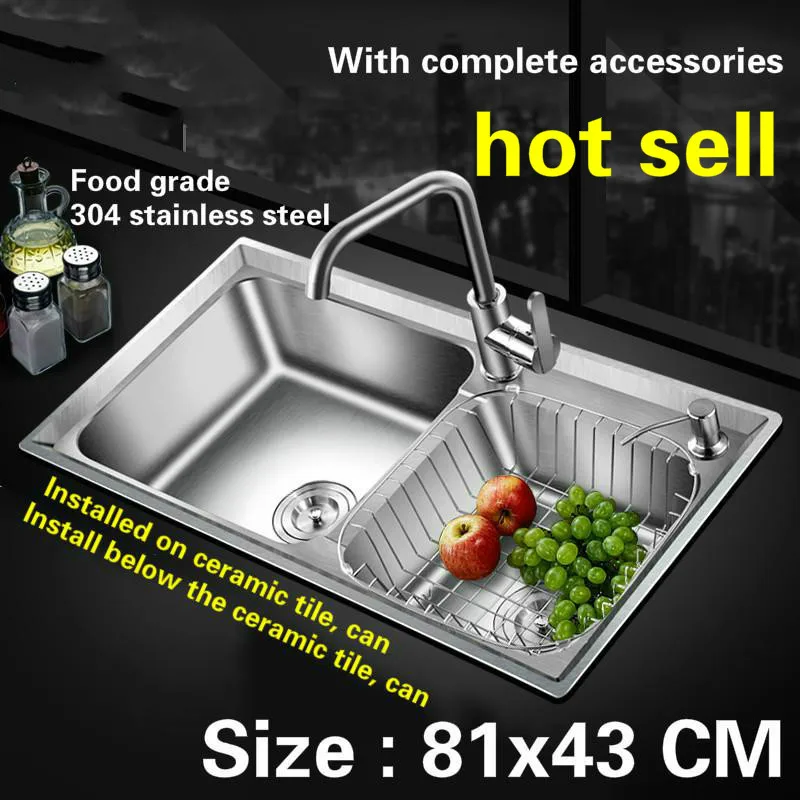 Free shipping large kitchen sink 0.8 mm thick food grade 304 stainless steel normal double - tank hot sell 810x430 MM
Free shipping large kitchen sink 0.8 mm thick food grade 304 stainless steel normal double - tank hot sell 810x430 MM