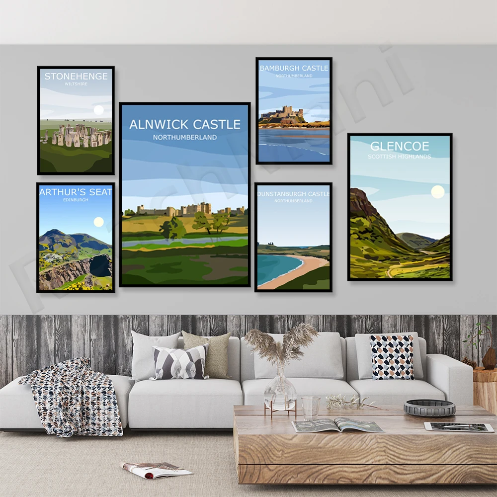 Glencoe Scotland, Bamburgh Castle, Alnwick Castle, Dunstanburgh Castle, Stonehenge Wiltshire ancient monument travel poster
Glencoe Scotland, Bamburgh Castle, Alnwick Castle, Dunstanburgh Castle, Stonehenge Wiltshire ancient monument travel poster