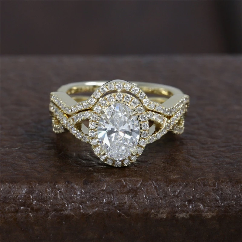 14K Yellow Gold 2 in 1 Moissanite Rings For Women 1.5ct Oval Luxuery Dating Jewelry Women Ring Set Moissanite Engagement Rings
14K Yellow Gold 2 in 1 Moissanite Rings For Women 1.5ct Oval Luxuery Dating Jewelry Women Ring Set Moissanite Engagement Rings