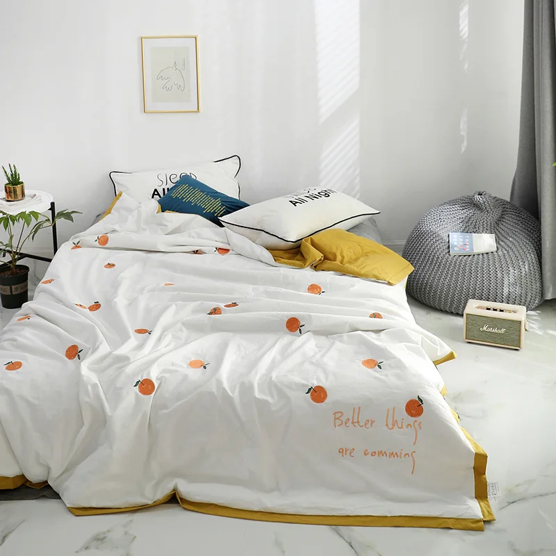 Cotton Summer Thin Quilt Orange Embroidery Air Conditioning Quilt Sofa Cover Blanket Office Nap Blanket Home Bedding Textile
Cotton Summer Thin Quilt Orange Embroidery Air Conditioning Quilt Sofa Cover Blanket Office Nap Blanket Home Bedding Textile