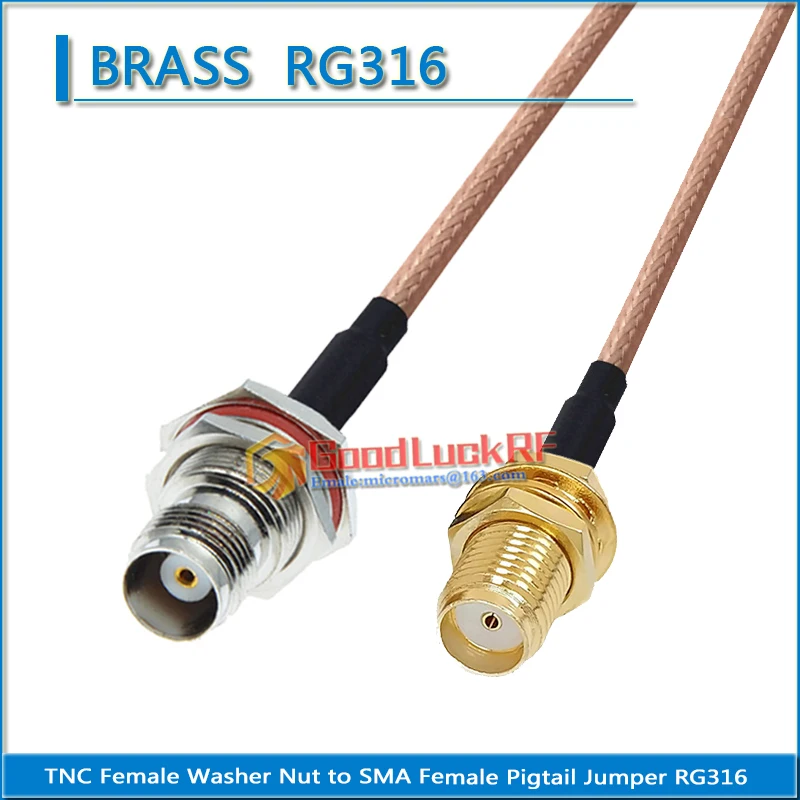 TNC Female Washer Nut O-ring Bulkhead Panel to SMA Female Washer Nut Coaxial Type Pigtail Jumper RG316 extend Cable 50 ohm
TNC Female Washer Nut O-ring Bulkhead Panel to SMA Female Washer Nut Coaxial Type Pigtail Jumper RG316 extend Cable 50 ohm