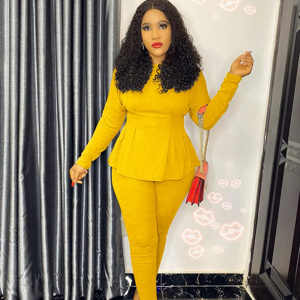 Elegant Two Piece Set Women Outfits Autumn Winter Work Wear Peplum Ruffles Tops and Pants Suit Office Lady Bodycon Matching Sets
Elegant Two Piece Set Women Outfits Autumn Winter Work Wear Peplum Ruffles Tops and Pants Suit Office Lady Bodycon Matching Sets
