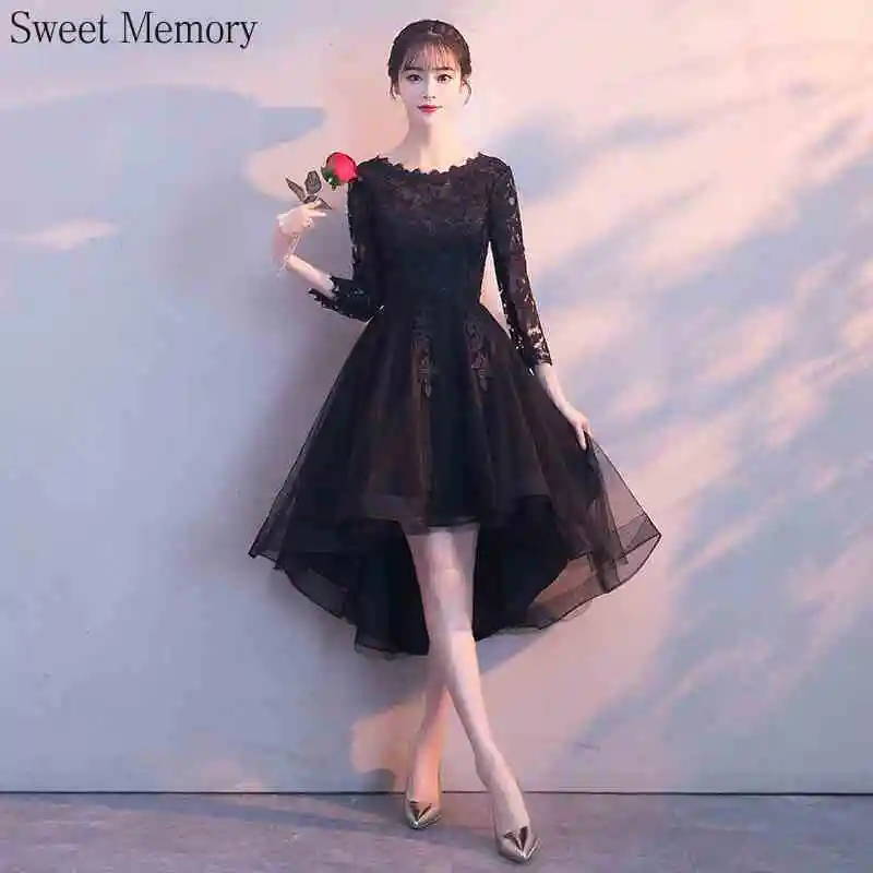 UA946 Black Long Sleeve High Low Prom Dresses Women Girl Birthday Robe Lace Tulle O-Neck Wedding Party Gown Graduation Dress
UA946 Black Long Sleeve High Low Prom Dresses Women Girl Birthday Robe Lace Tulle O-Neck Wedding Party Gown Graduation Dress