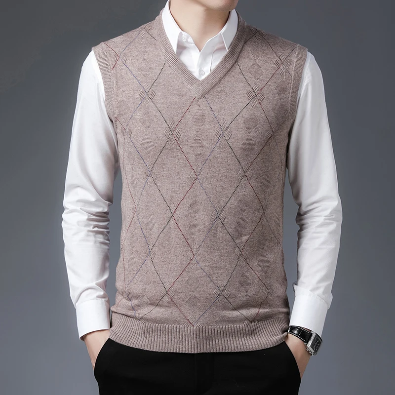 New Arrival Wool Sweater Man Casual Plaid Vest Sleeveless Jumper Male V-Neck Knitting Clothes Pullovers
New Arrival Wool Sweater Man Casual Plaid Vest Sleeveless Jumper Male V-Neck Knitting Clothes Pullovers