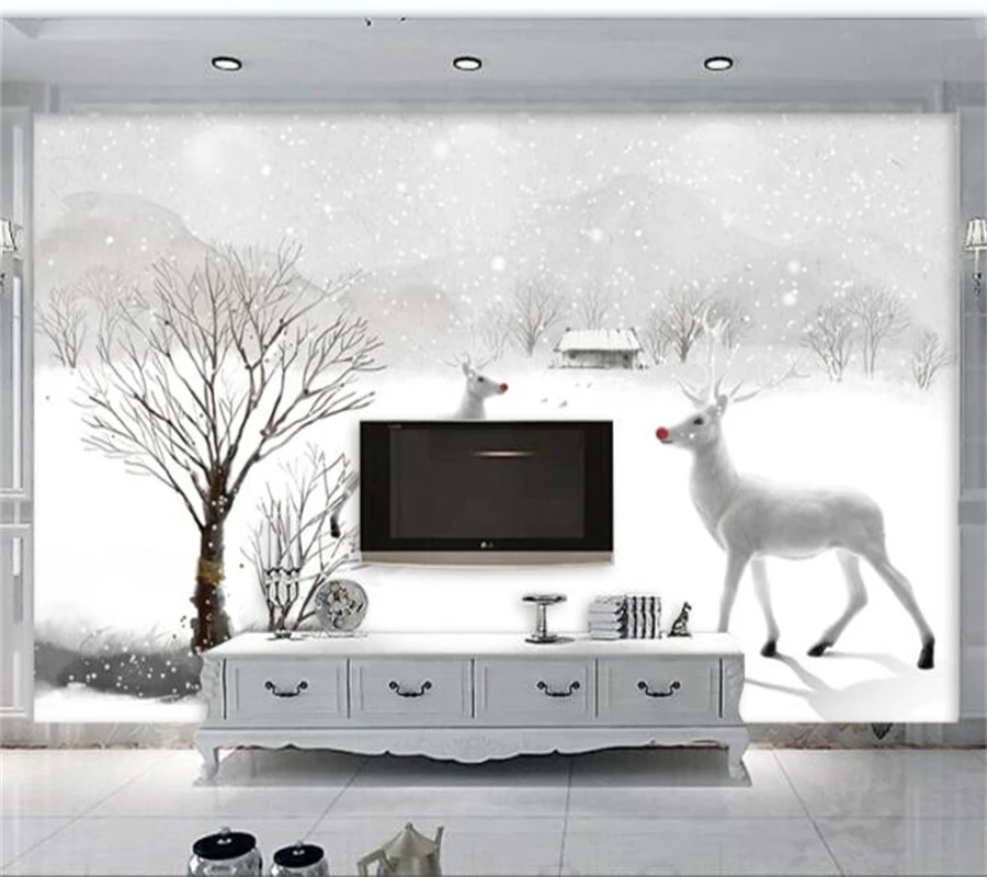 wellyu Customized large-scale mural Nordic style beautiful black and white snow scene elk background TV background wallpaper
wellyu Customized large-scale mural Nordic style beautiful black and white snow scene elk background TV background wallpaper