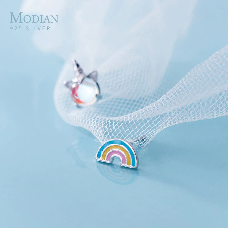 Modian Fashion Rainbow Licorne Memory Earring Charm Lucky Real 925 Sterling Silver Opal Stud Earrings For Women & Girls Jewelry
Modian Fashion Rainbow Licorne Memory Earring Charm Lucky Real 925 Sterling Silver Opal Stud Earrings For Women & Girls Jewelry