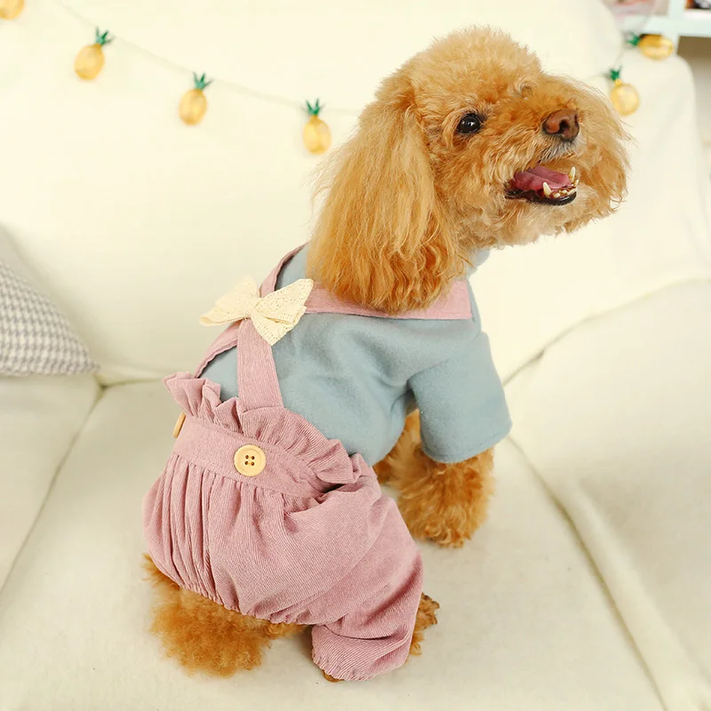 Pet Dog Cat Four Legged Jumpsuit Teddy Pomeranian Bichon Dog Comfortable Fashion Lace Bowknot Rompers Shirt Pants Casual Clothes
Pet Dog Cat Four Legged Jumpsuit Teddy Pomeranian Bichon Dog Comfortable Fashion Lace Bowknot Rompers Shirt Pants Casual Clothes