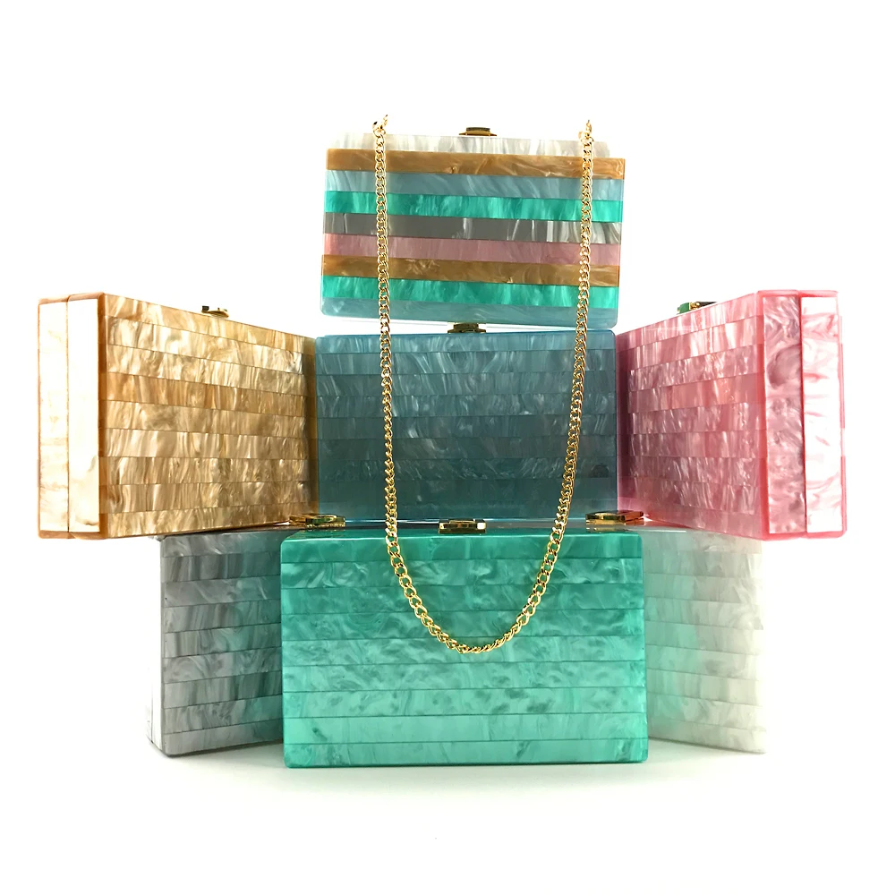 LuxEcho Fashion women's stripe splicing Dinner Bag acrylic stripe small square bag box women's bag
LuxEcho Fashion women's stripe splicing Dinner Bag acrylic stripe small square bag box women's bag