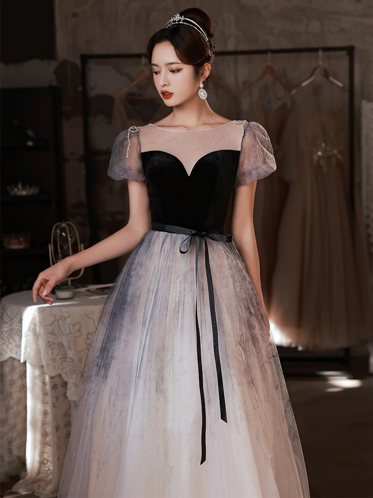 Elegant Gradient Banquet Party Dress Puff Sleeve Tulle O-Neck Floor-Length Princess Dresses Fashion Slim Female Party Gown
Elegant Gradient Banquet Party Dress Puff Sleeve Tulle O-Neck Floor-Length Princess Dresses Fashion Slim Female Party Gown