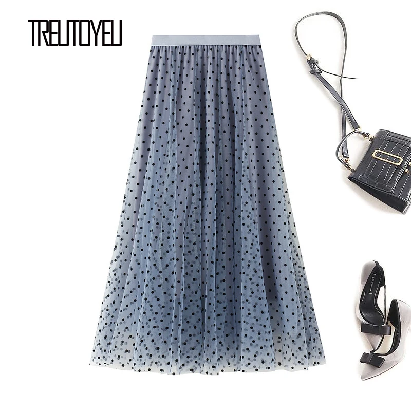 Treutoyeu Vintage Black Polka Dots Flocked Tulle Long Skirt Winter Autumn Elastic High Waist A Line Soft Mesh Skirts Womens 2020
Treutoyeu Vintage Black Polka Dots Flocked Tulle Long Skirt Winter Autumn Elastic High Waist A Line Soft Mesh Skirts Womens 2020