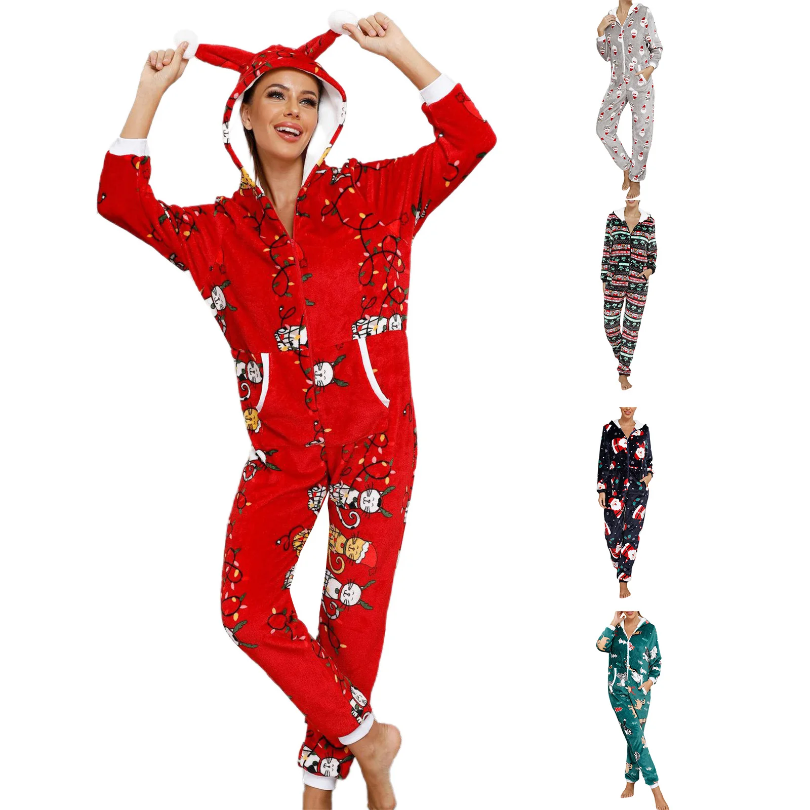 Women Christmas Santa Claus Printed Jumpsuits Lady Autumn Winter Warm Long Sleeve Hooded Rompers Festival Holiday Loungewear
Women Christmas Santa Claus Printed Jumpsuits Lady Autumn Winter Warm Long Sleeve Hooded Rompers Festival Holiday Loungewear