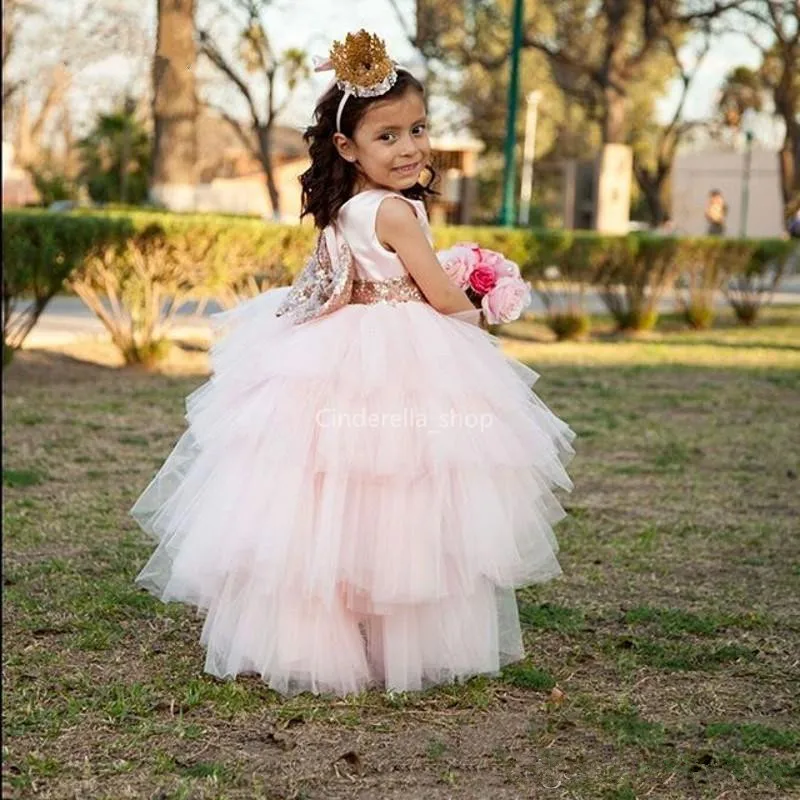 Formal Puffy Pink Flower Girls Dresses For Wedding High Low Sleeveless Sequins Ball Gown Bow Sash Girls Pageant Dresses Vestidos
Formal Puffy Pink Flower Girls Dresses For Wedding High Low Sleeveless Sequins Ball Gown Bow Sash Girls Pageant Dresses Vestidos