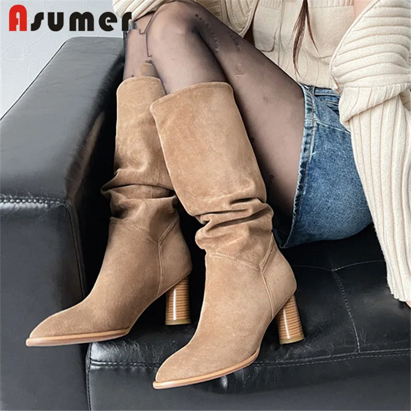Newest Pleated Knee High Boots Women High Heels Fashion Shoes Suede Leather Autumn Party Western Boots Women
Newest Pleated Knee High Boots Women High Heels Fashion Shoes Suede Leather Autumn Party Western Boots Women