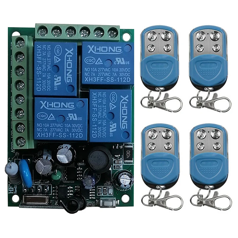 433MHz Universal Wireless Remote Control AC110V 220V4CH rf Relay Receiver and Transmitter for Universal Garage door and gate
433MHz Universal Wireless Remote Control AC110V 220V4CH rf Relay Receiver and Transmitter for Universal Garage door and gate